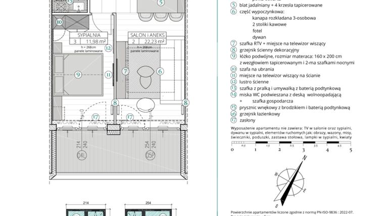 Rzut - Mieszkanie na sprzedaż 2 pokoje o powierzchni 42,84 m² - numer A.2.7 w Remedium