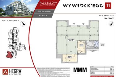 Rzut - Lokal użytkowy na sprzedaż 5 pokoi o powierzchni 115,06 m² - numer LU1 w Apartamenty Wywrockiego 11