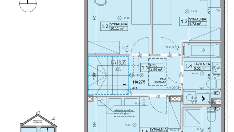 Rzut - Dom na sprzedaż 5 pokoi o powierzchni 94,5 m² - numer 170B w Arkady Walendów etap 5