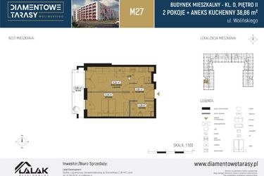 Rzut - Mieszkanie na sprzedaż 2 pokoje o powierzchni 38,86 m² - numer DM27 w Diamentowe Tarasy