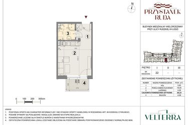 Rzut - Mieszkanie na sprzedaż 1 pokój o powierzchni 26,41 m² - numer 22 w Przystanek Ruda