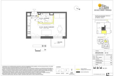 Rzut - Mieszkanie na sprzedaż 1 pokój o powierzchni 29,53 m² - numer D.1.6 w Dobry Poranek