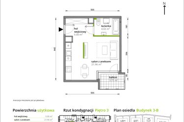 Rzut - Mieszkanie na sprzedaż 1 pokój o powierzchni 31,61 m² - numer B/039 w Aleje Praskie
