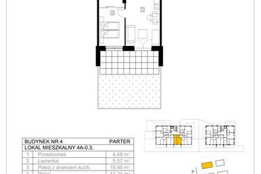 Rzut - Mieszkanie na sprzedaż 2 pokoje o powierzchni 42,52 m² - numer 4A-0.3 w Gardenia Pogodno