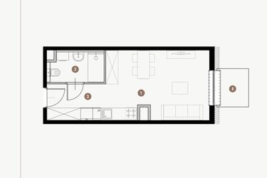 Rzut - Mieszkanie na sprzedaż 1 pokój o powierzchni 26,75 m² - numer I.3.17 w Tuwima Apartments