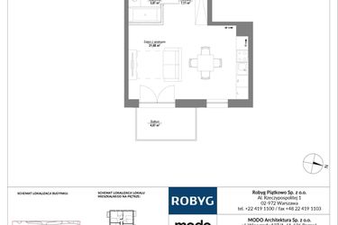 Rzut - Mieszkanie na sprzedaż 1 pokój o powierzchni 32,66 m² - numer E.1M13 w Początek Piątkowo bud. E