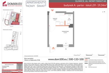 Rzut - Mieszkanie na sprzedaż 1 pokój o powierzchni 19,34 m² - numer L39 w Apartamenty Nowy Świat - inwestycyjne