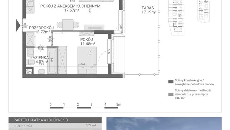 Rzut - Mieszkanie na sprzedaż 2 pokoje o powierzchni 36,94 m² - numer 81. w Osiedle Parkowa etap B