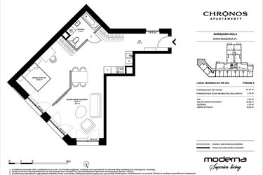 Rzut - Mieszkanie na sprzedaż 2 pokoje o powierzchni 61,87 m² - numer 323 w Chronos etap II
