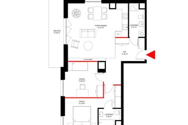 Rzut - Mieszkanie na sprzedaż 3 pokoje o powierzchni 77,79 m² - numer F.2.7 w INSPIRE ETAP V – bud. F, G