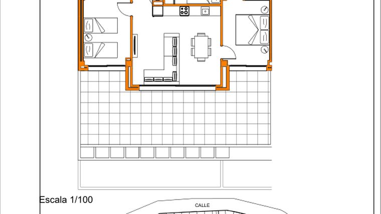 Rzut - Mieszkanie na sprzedaż 3 pokoje o powierzchni 88,53 m² - numer 91 w Xeresa del Monte