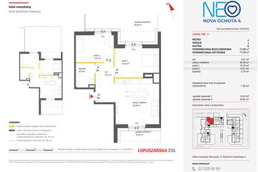 Rzut - Mieszkanie na sprzedaż 3 pokoje o powierzchni 72,88 m² - numer 21 w Neo Nova Ochota 4