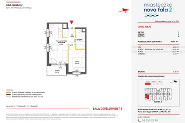 Rzut - Mieszkanie na sprzedaż 2 pokoje o powierzchni 36,46 m² - numer 20 w Miasteczko Nova Fala 2
