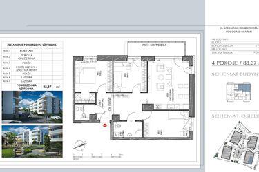 Rzut - Mieszkanie na sprzedaż 4 pokoje o powierzchni 83,37 m² - numer C16 w Osiedle Lawendowe