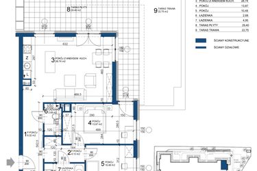 Rzut - Mieszkanie na sprzedaż 3 pokoje o powierzchni 73,17 m² - numer 85 w Bursztynowy Dom