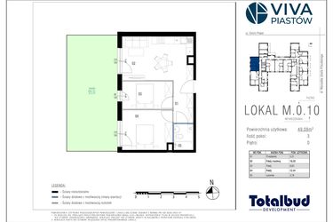 Rzut - Mieszkanie na sprzedaż 3 pokoje o powierzchni 49 m² - numer M.0.10 w Viva Piastów