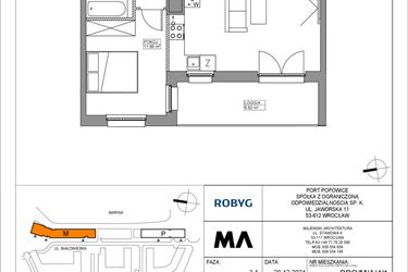 Rzut - Mieszkanie na sprzedaż 2 pokoje o powierzchni 47 m² - numer PPO/M/A/4/1 w Port Popowice bud. M i P