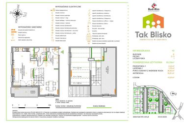 Rzut - Mieszkanie na sprzedaż 2 pokoje o powierzchni 65,35 m² - numer 10.D w Tak Blisko