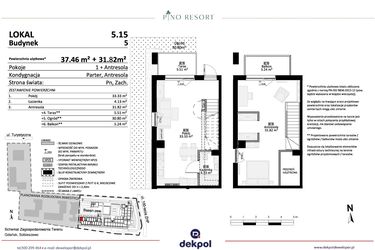 Rzut - Mieszkanie na sprzedaż 2 pokoje o powierzchni 69,28 m² - numer 5.15 w Pino Resort