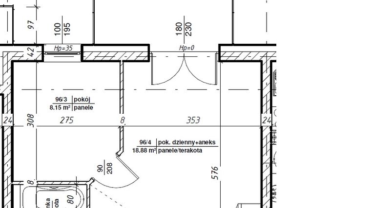 Rzut - Mieszkanie na sprzedaż 2 pokoje o powierzchni 35,83 m² - numer II.96 w Osiedle Nowy Manhattan
