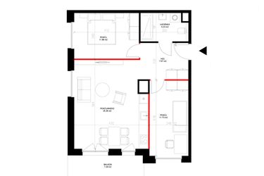 Rzut - Mieszkanie na sprzedaż 3 pokoje o powierzchni 61,19 m² - numer E.3.2 w INSPIRE ETAP IV – bud. E