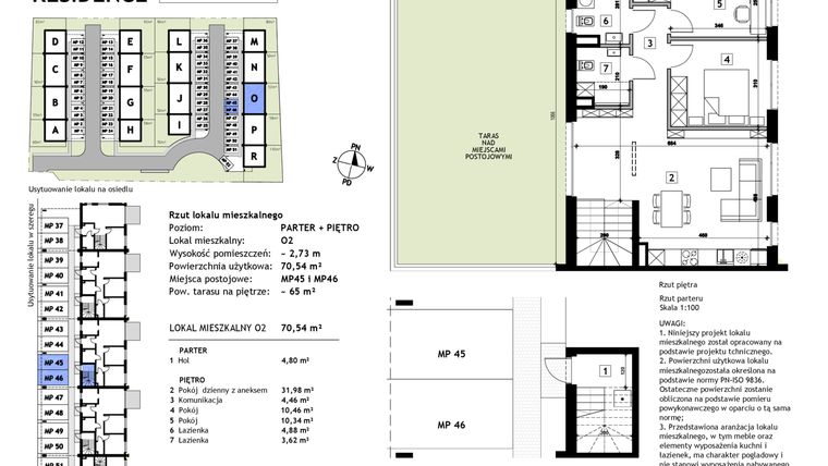Rzut - Mieszkanie na sprzedaż 3 pokoje o powierzchni 70,54 m² - numer O2 w Złotno Residence