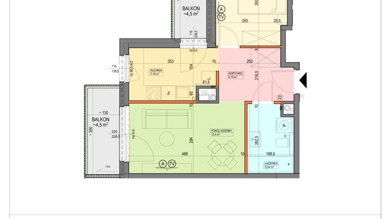 Rzut - Mieszkanie na sprzedaż 2 pokoje o powierzchni 41,66 m² - numer B1.1.09.2k w Junique I.II