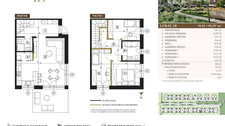 Rzut - Mieszkanie na sprzedaż 4 pokoje o powierzchni 89,39 m² - numer 5B w Lawinowa 18