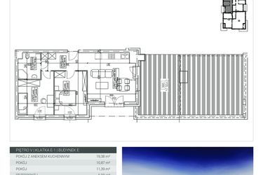Rzut - Mieszkanie na sprzedaż 3 pokoje o powierzchni 53,29 m² - numer E.M-44 w Apartamenty Przystań