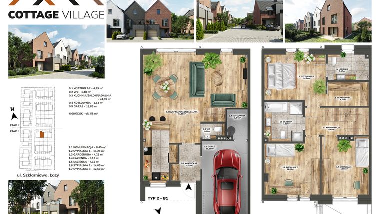 Rzut - Dom na sprzedaż 4 pokoje o powierzchni 134,13 m² - numer B1.16 w Cottage Village