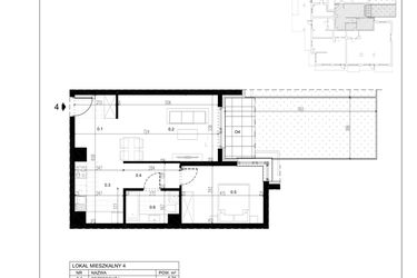 Rzut - Mieszkanie na sprzedaż 2 pokoje o powierzchni 50,85 m² - numer M4 w Trybuny Ludów 3