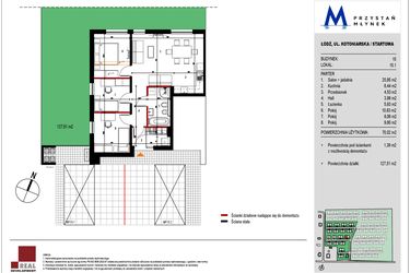 Rzut - Mieszkanie na sprzedaż 3 pokoje o powierzchni 69,85 m² - numer 15.1 w Przystań Młynek