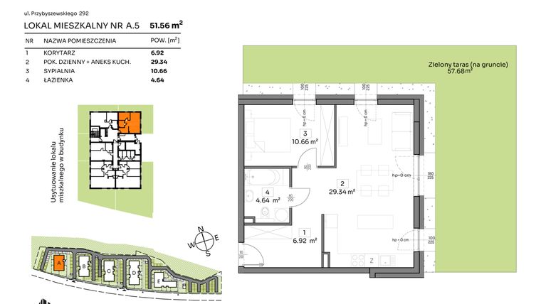 Rzut - Mieszkanie na sprzedaż 2 pokoje o powierzchni 51,56 m² - numer A.5 w Och!Widzew