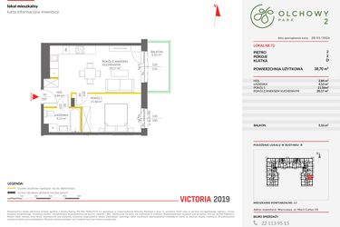 Rzut - Mieszkanie na sprzedaż 2 pokoje o powierzchni 38,78 m² - numer B.72 w Olchowy Park II