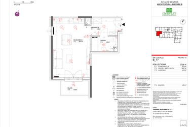 Rzut - Mieszkanie na sprzedaż 1 pokój o powierzchni 37,43 m² - numer B.17 w Karolewska 60