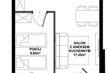 Rzut - Mieszkanie na sprzedaż 2 pokoje o powierzchni 39,12 m² - numer C.4 w Apartamenty Bałtyk