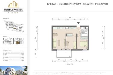 Rzut - Mieszkanie na sprzedaż 3 pokoje o powierzchni 51,36 m² - numer B1.3 w Osiedle Premium etap IV