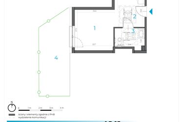Rzut - Lokal użytkowy na sprzedaż 1 pokój o powierzchni 28,58 m² - numer 1.B.03 w Incepti Gaj 2