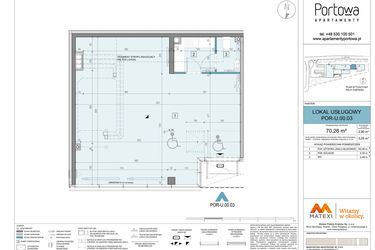 Rzut - Lokal użytkowy na sprzedaż 1 pokój o powierzchni 70,26 m² - numer U.00.03 w Apartamenty Portowa