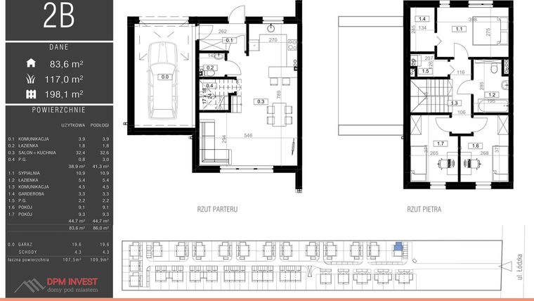 Rzut - Dom na sprzedaż 4 pokoje o powierzchni 107,5 m² - numer 2B w Family Park Ksawerów IV