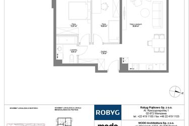 Rzut - Mieszkanie na sprzedaż 3 pokoje o powierzchni 61,76 m² - numer 3M01 w Początek Piątkowo bud. F