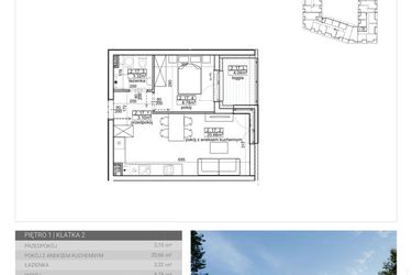 Rzut - Mieszkanie na sprzedaż 2 pokoje o powierzchni 35,86 m² - numer 48 w Wave etap II