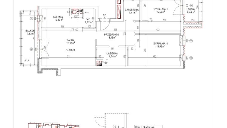 Rzut - Mieszkanie na sprzedaż 3 pokoje o powierzchni 73,02 m² - numer M-34 w Nałęczowska