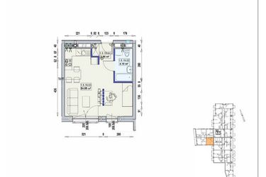 Rzut - Mieszkanie na sprzedaż 1 pokój o powierzchni 32,44 m² - numer 1/5/19/1a w Gwarna