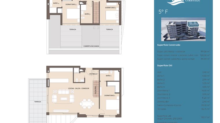 Rzut - Mieszkanie na sprzedaż 3 pokoje o powierzchni 120,3 m² - numer GB-AT-F w Marina Golden Bay