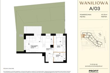 Rzut - Mieszkanie na sprzedaż 2 pokoje o powierzchni 40,09 m² - numer WA2/A/03 w Waniliowa