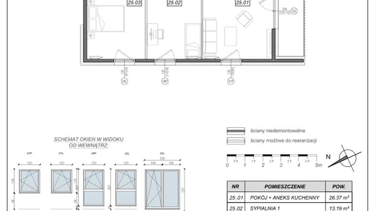 Rzut - Mieszkanie na sprzedaż 3 pokoje o powierzchni 67,47 m² - numer 4.B.25 w Nowe Południe bud. 4