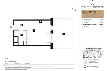 Rzut - Lokal użytkowy na sprzedaż 1 pokój o powierzchni 30,44 m² - numer 41B w Konwiktorska Residence