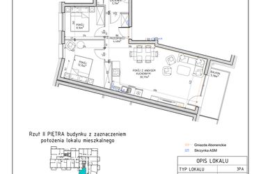 Rzut - Mieszkanie na sprzedaż 3 pokoje o powierzchni 60,65 m² - numer 32 w Osiedle Sady bud. E4