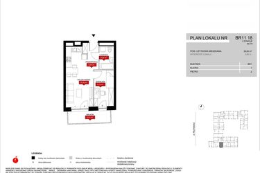 Rzut - Mieszkanie na sprzedaż 2 pokoje o powierzchni 36,83 m² - numer BR11/18 w Browary Wrocławskie 2